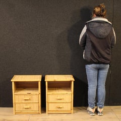 Pair of 20th Century Bamboo and Rattan Italian Modern Night Stands, 1980s