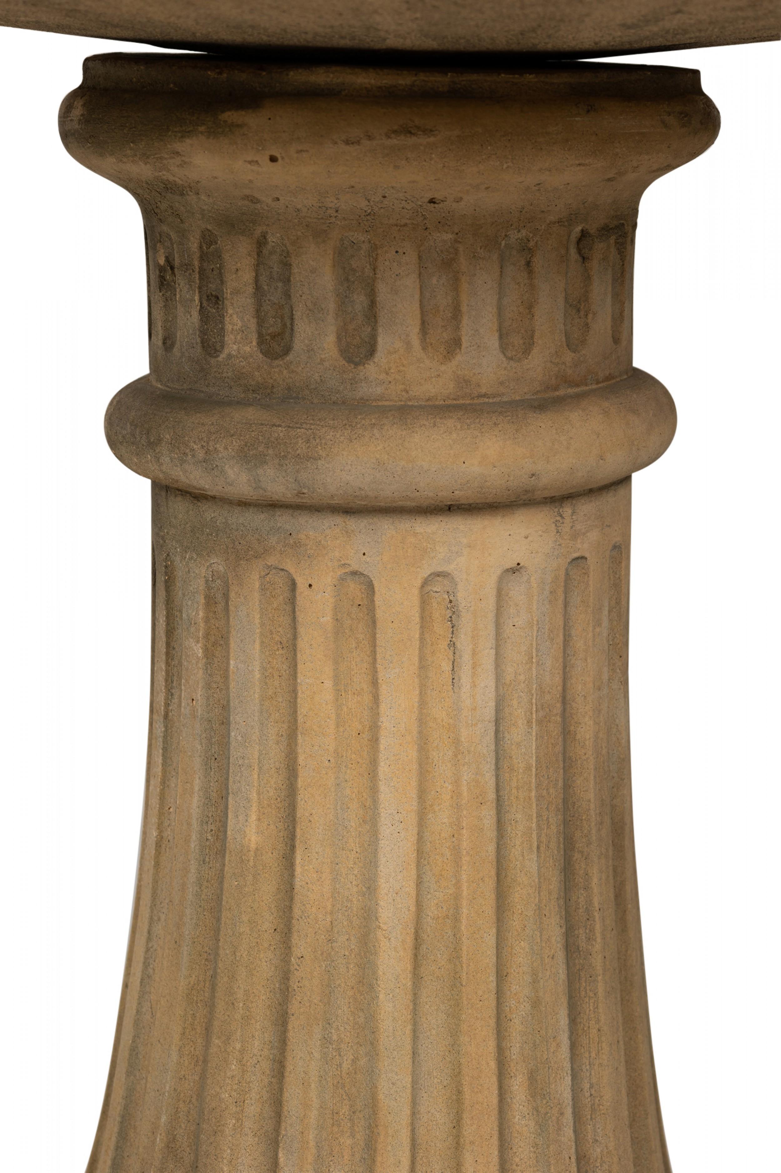 Pair of 20th Century Beige Cast Stone Outdoor Urns / Planters For Sale 1