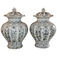Pair of 20th Century Blue and White Jars