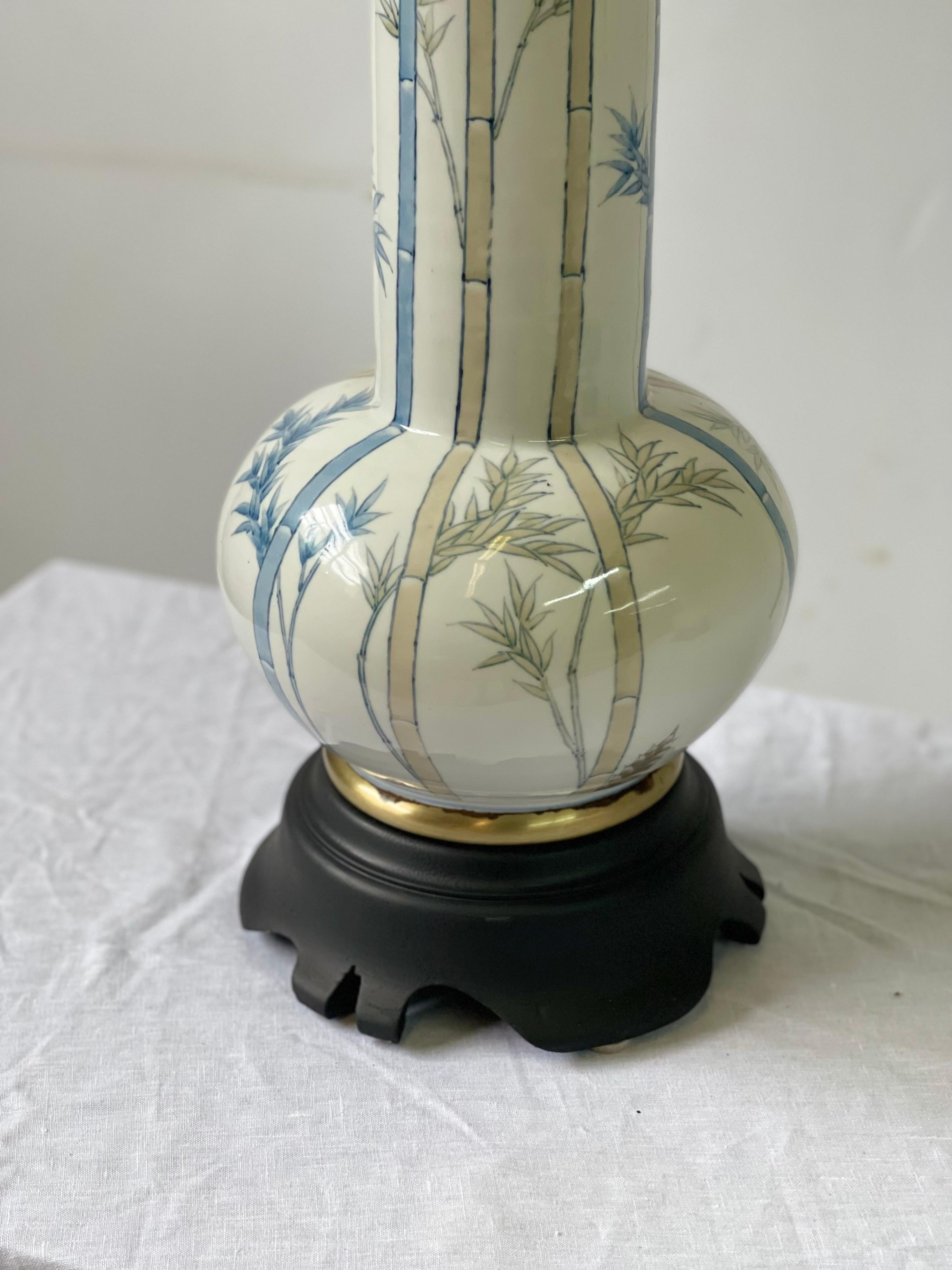 Pair of 20th Century Blue and White Porcelain Vase Lamps In Good Condition In Atlanta, GA
