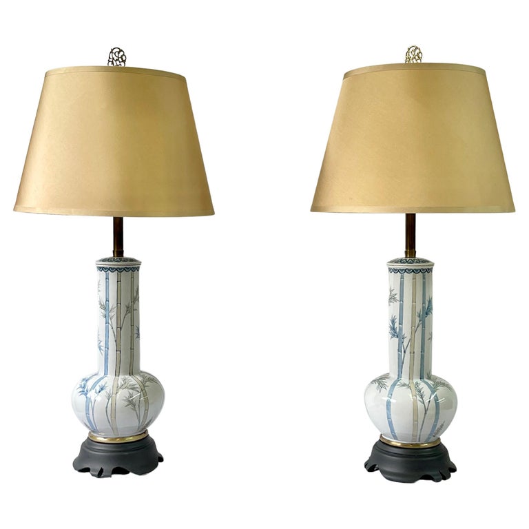 Pair of 20th Century Blue and White Porcelain Vase Lamps at 1stDibs