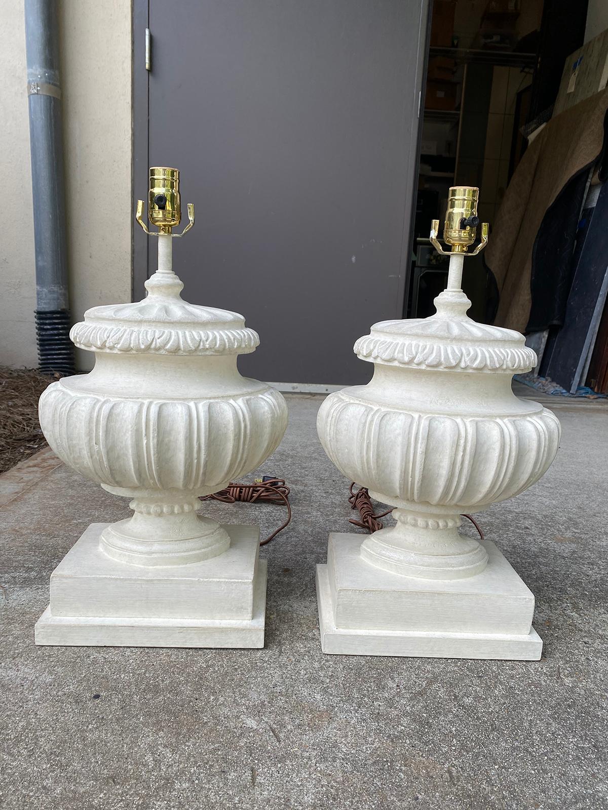 Pair of 20th century Borghese style urn lamps with custom hand painted finish
New wiring.