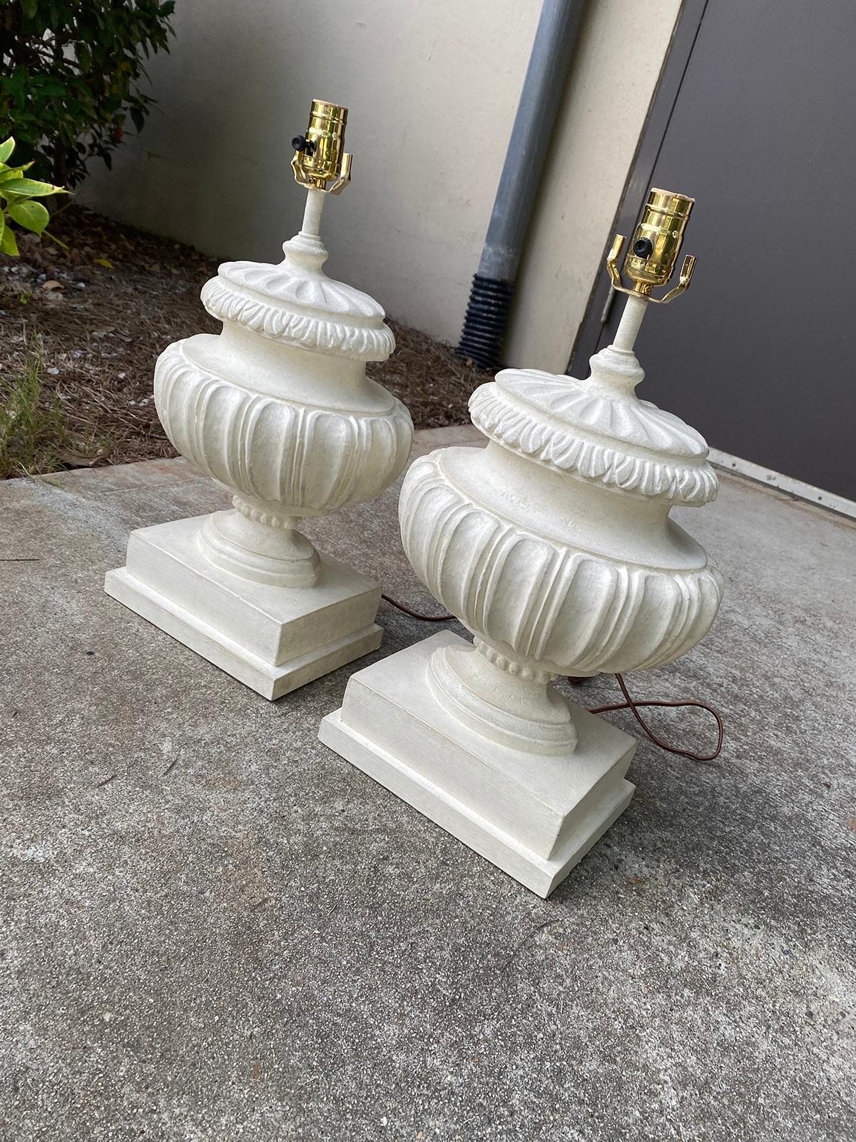 Italian Pair of 20th Century Borghese Style Urn Lamps with Custom Finish