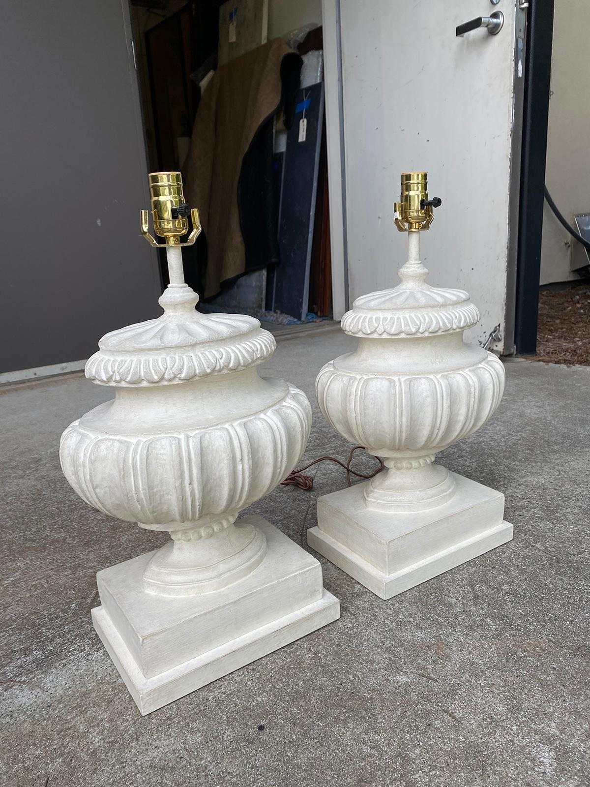 Pair of 20th Century Borghese Style Urn Lamps with Custom Finish In Good Condition In Atlanta, GA