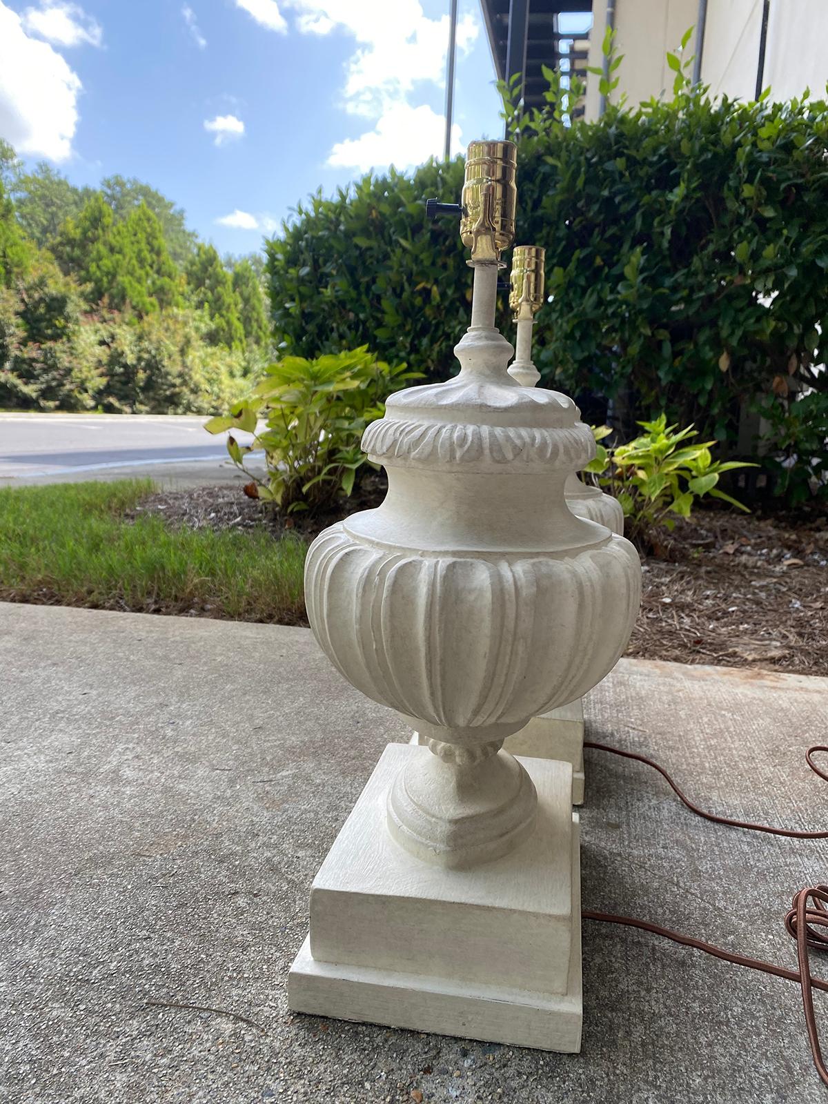 Pair of 20th Century Borghese Style Urn Lamps with Custom Finish 1