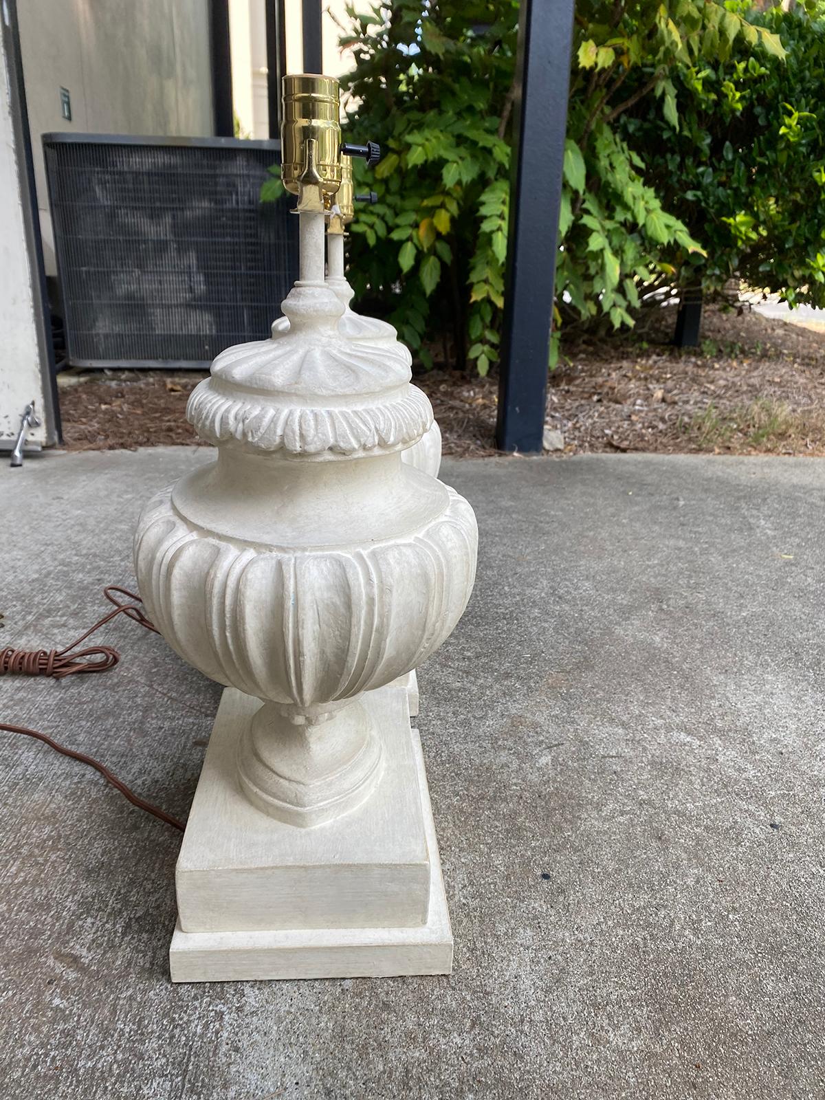 Pair of 20th Century Borghese Style Urn Lamps with Custom Finish 2