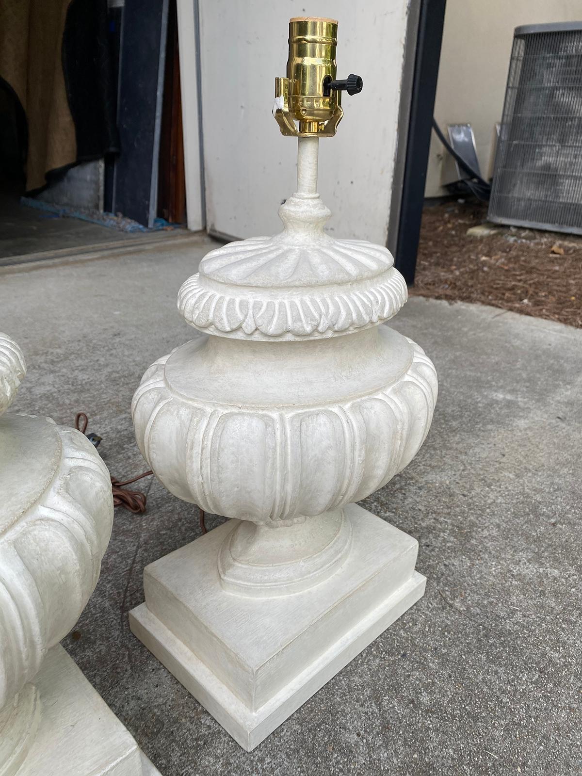 Pair of 20th Century Borghese Style Urn Lamps with Custom Finish 3