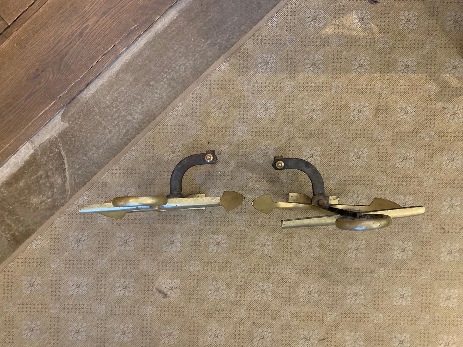 Pair of 20th Century Brass Anchor Andirons 5