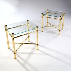 Pair of 20th Century Brass and Glass Occasional Tables