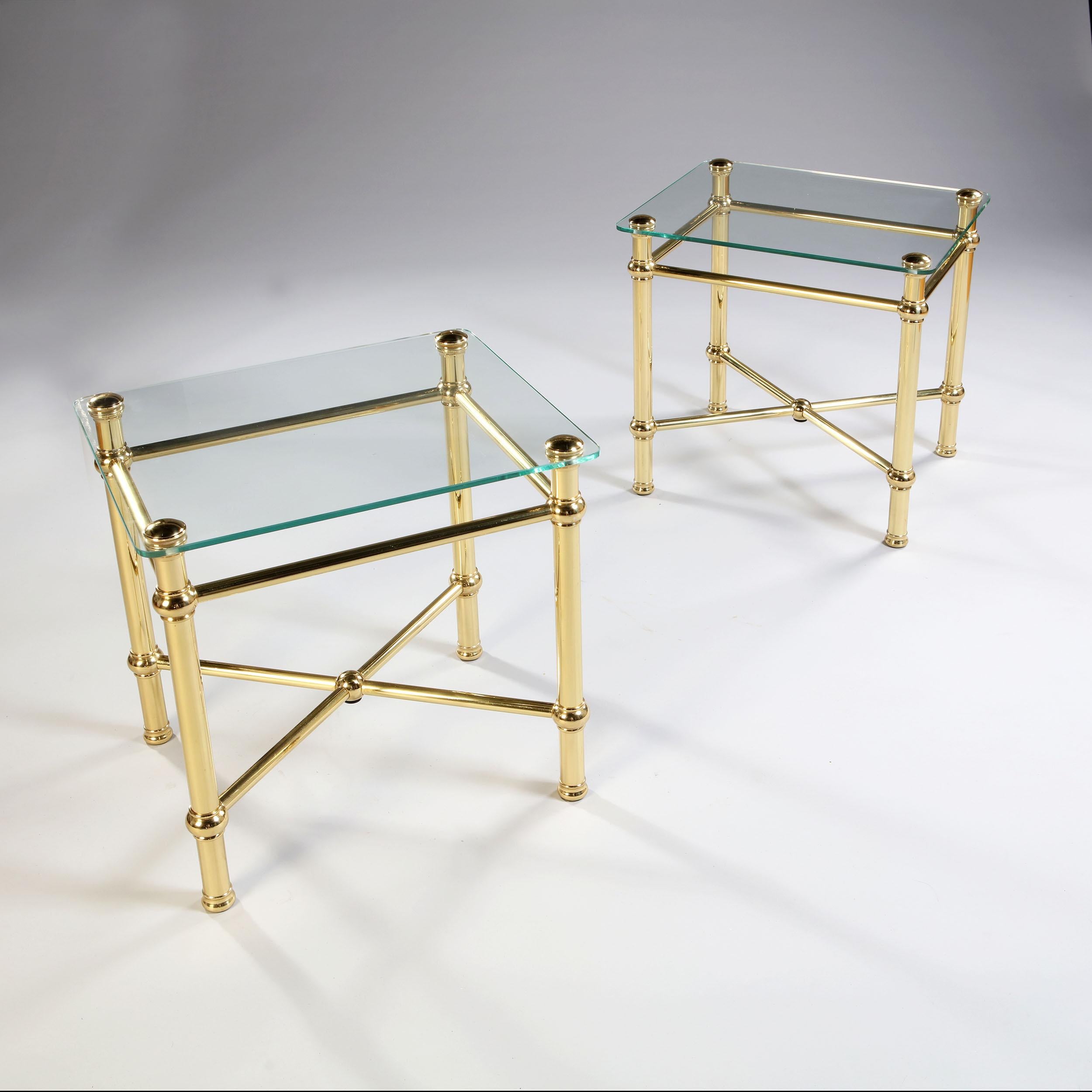 Pair of 20th Century Brass and Glass Occasional Tables In Good Condition In London, GB