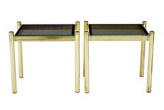 Pair of 20th century brass and glass side tables