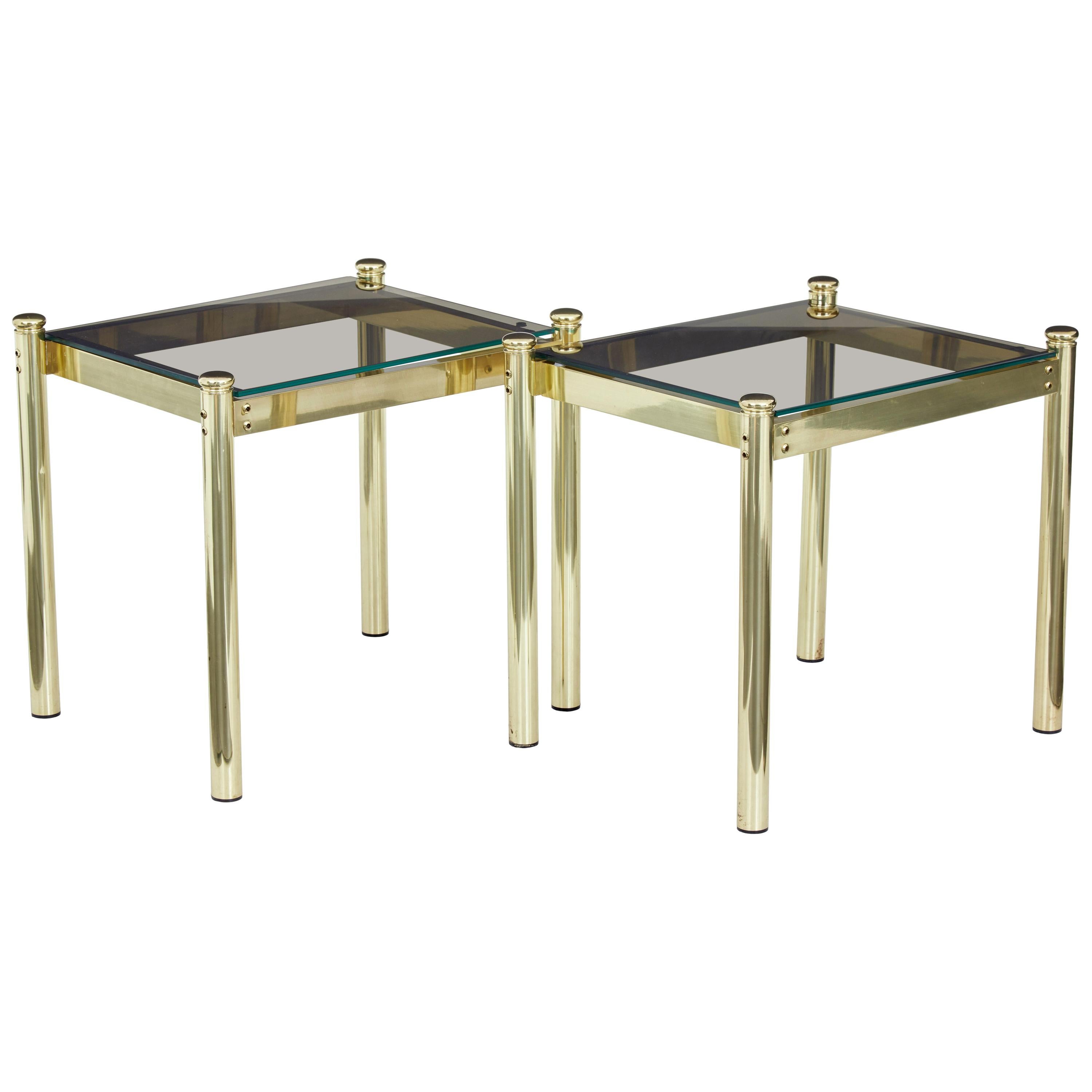 Pair of 20th Century Brass and Glass Side Tables