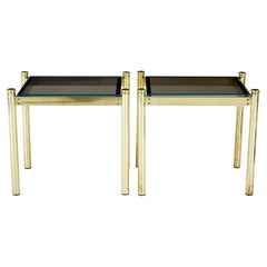 Vintage Pair of 20th century brass and glass side tables