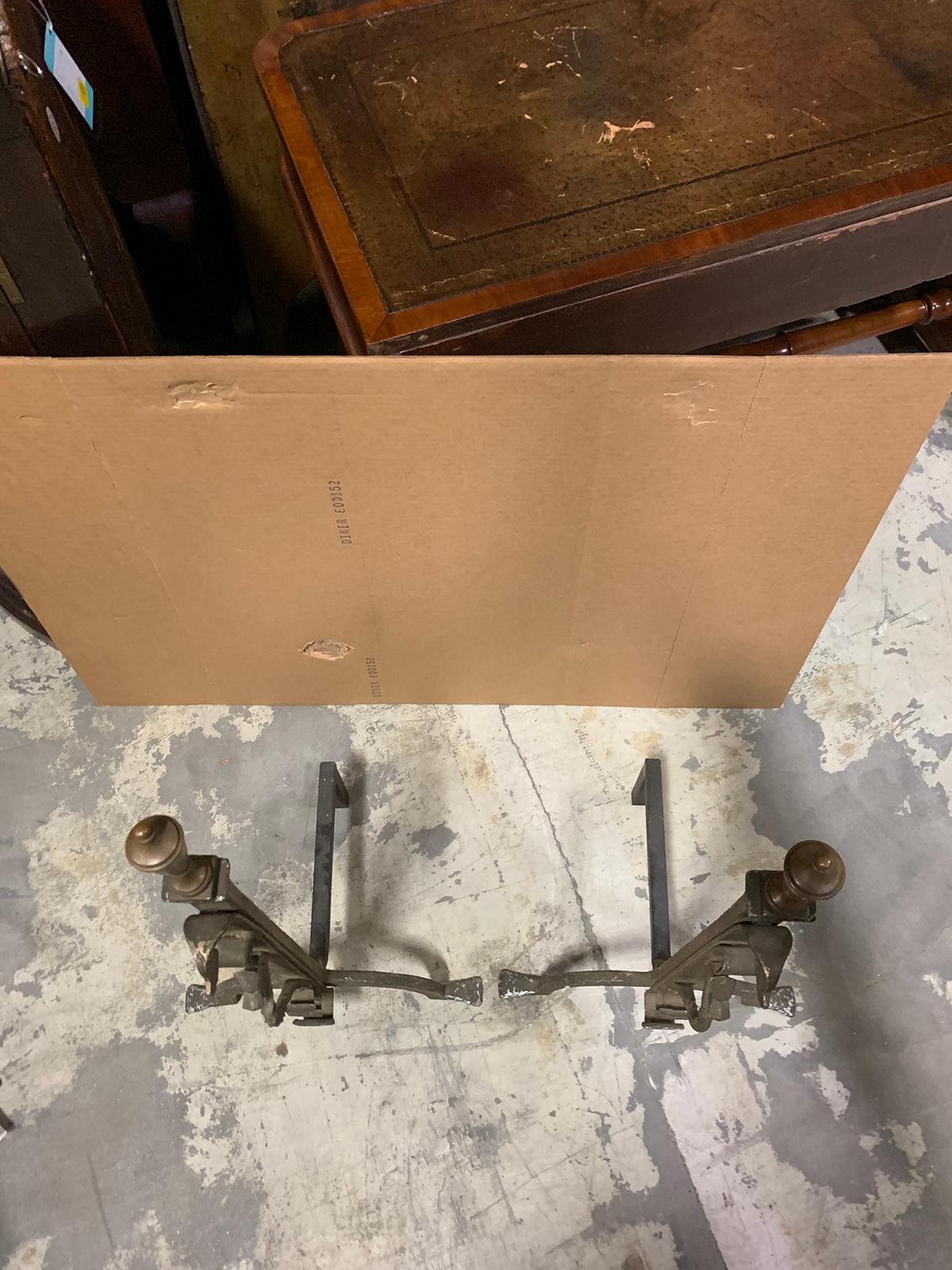 Pair of 20th Century Brass Andirons with Urn Finial For Sale 2