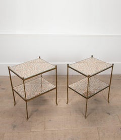 Pair of 20th Century Brass Faux Bamboo Two Tier Side Tables