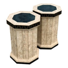 Pair of 20th Century Brass & Marble Maitland & Smith Hollywood Regency Pedestals