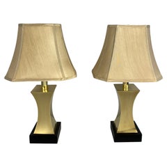 Pair of 20th Century Brass Table Lamps Maria Pergay Style with Custom Shades