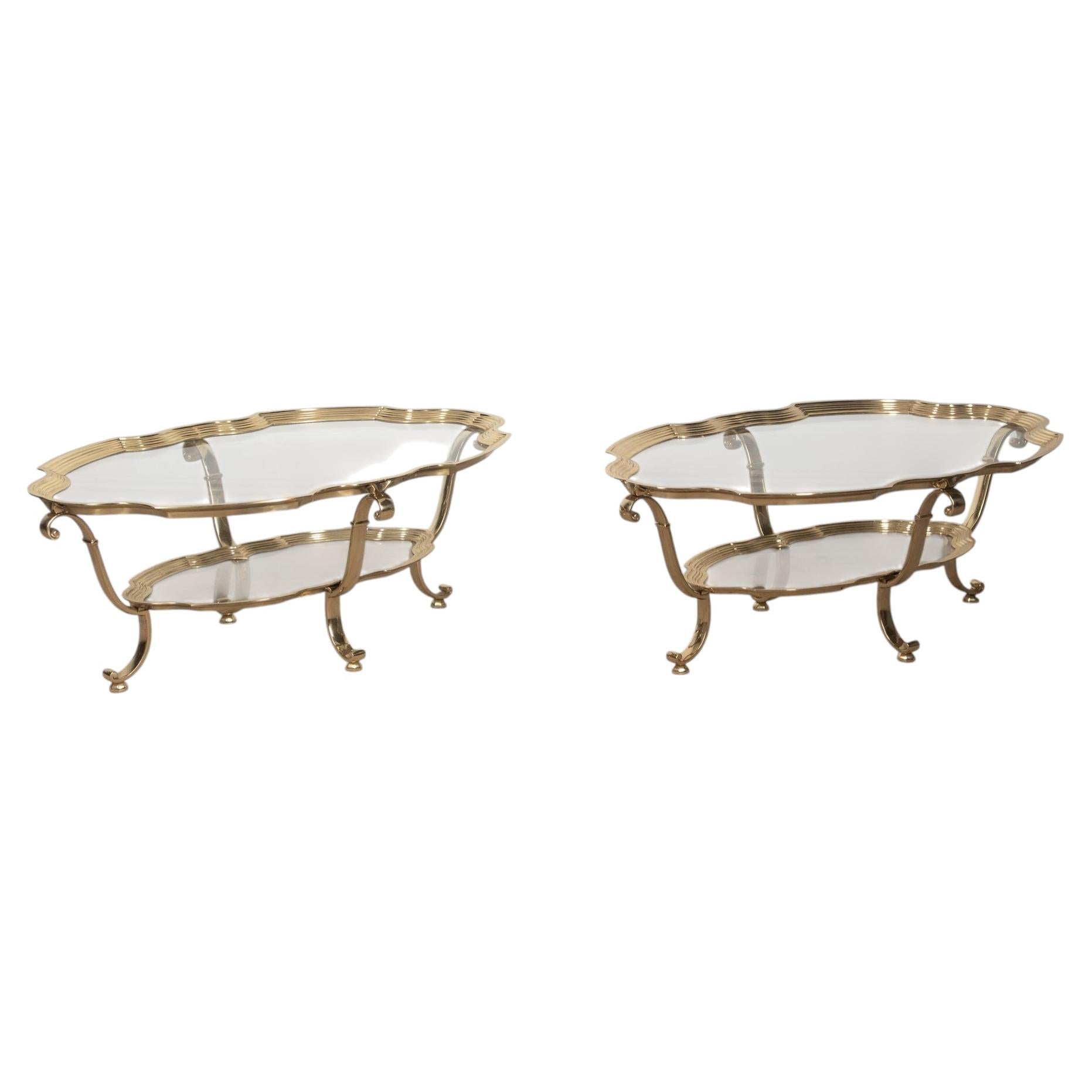 Pair of 20th Century Brass Tables by LaBarge For Sale