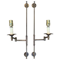 Pair of 20th Century Brass Wall Mount Swing Arm Sconces