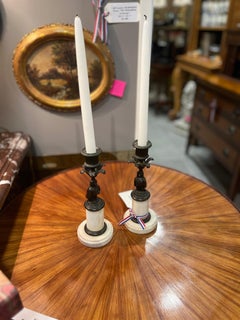 Pair of 20th Century Bronze Hawk Candlesticks
