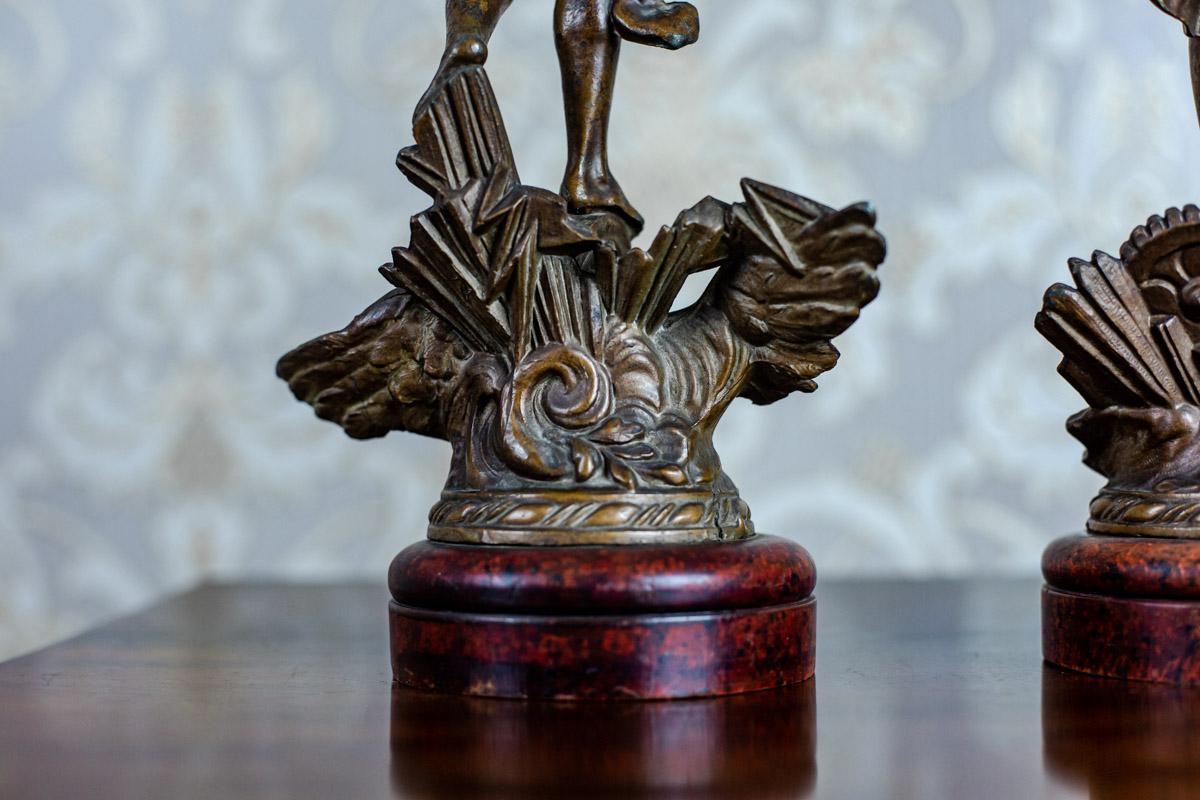 20ième siècle Paire de figurines en zamak bronzé du 20e siècle en vente