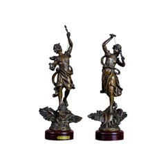 Pair of 20th Century Bronzed Zamak Figurines