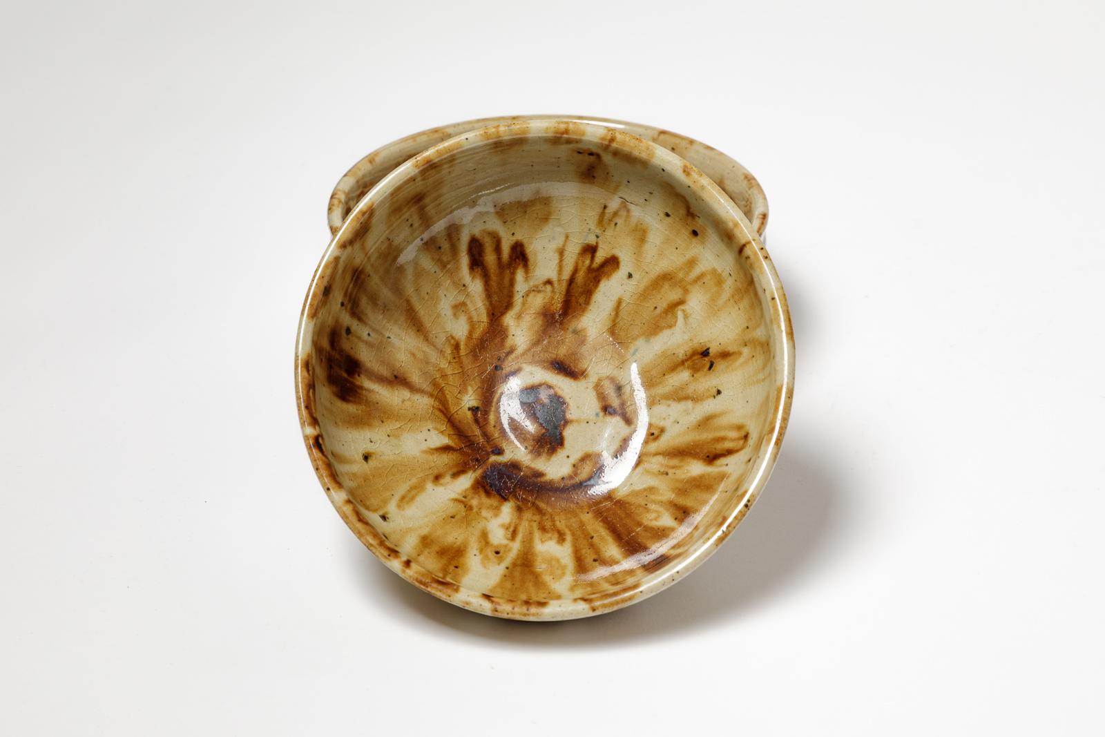 20th Century Pair of 20th century brown abstract bowl or plate by Joseph Talbot La Borne For Sale