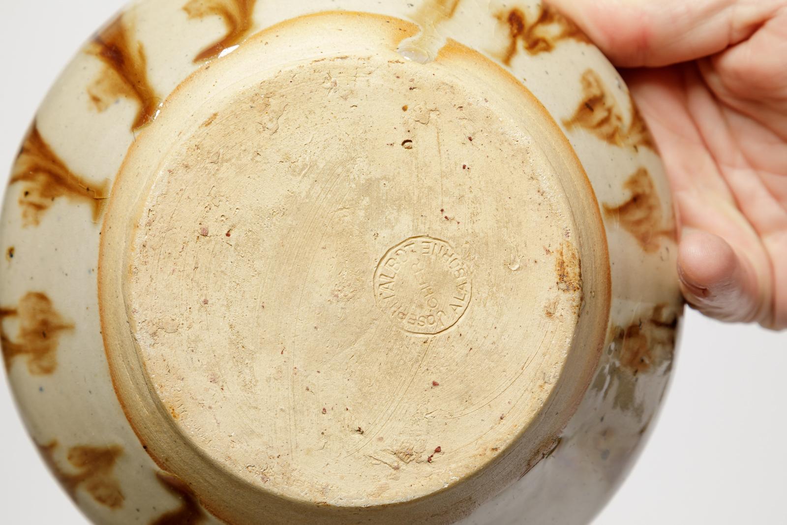 Ceramic Pair of 20th century brown abstract bowl or plate by Joseph Talbot La Borne For Sale