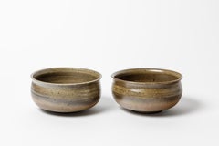 Coppia di ciotole in ceramica marrone del XX secolo di Askett La Borne design 1970