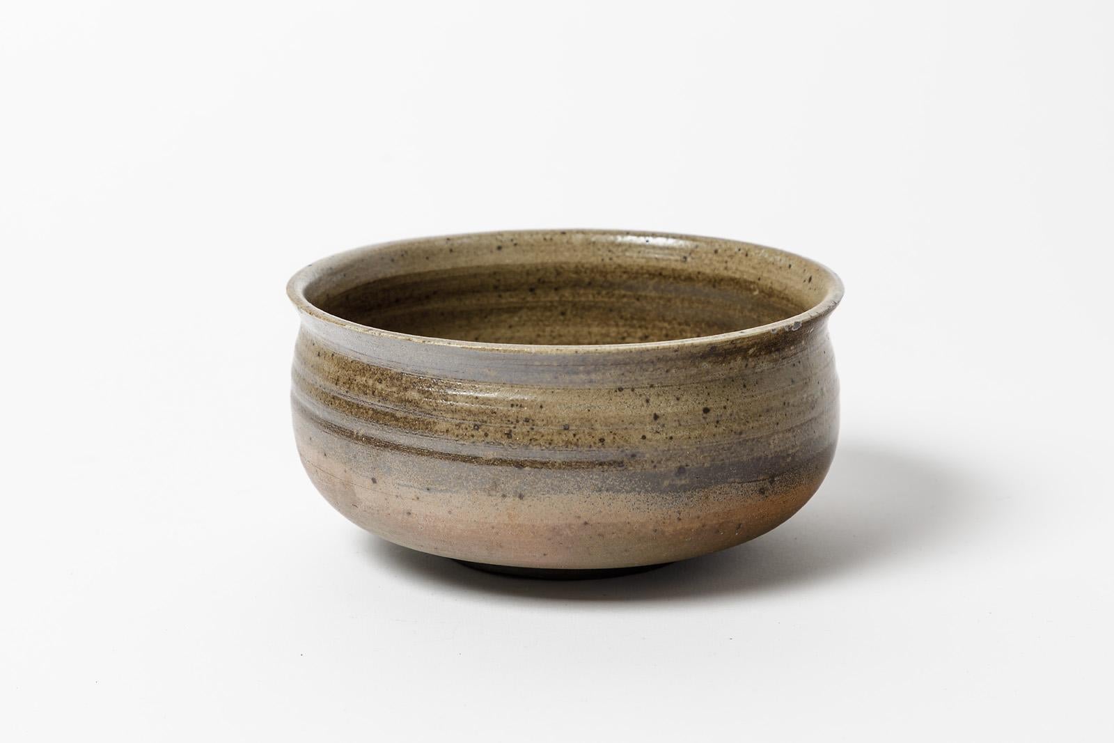 20th Century Pair of 20th century brown ceramic bowls by Askett La Borne design 1970 For Sale