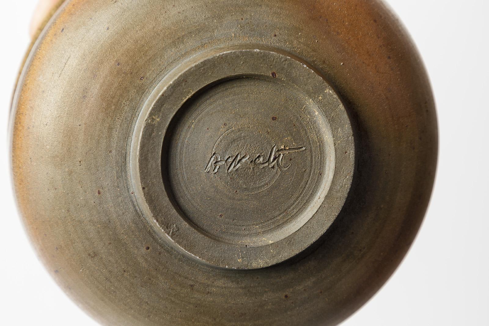 Pair of 20th century brown ceramic bowls by Askett La Borne design 1970 For Sale 1