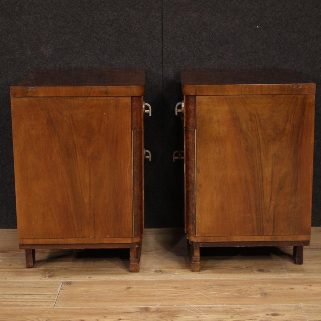 Pair of 20th Century Burl and Walnut Wood Italian Bedside Tables, 1950 4
