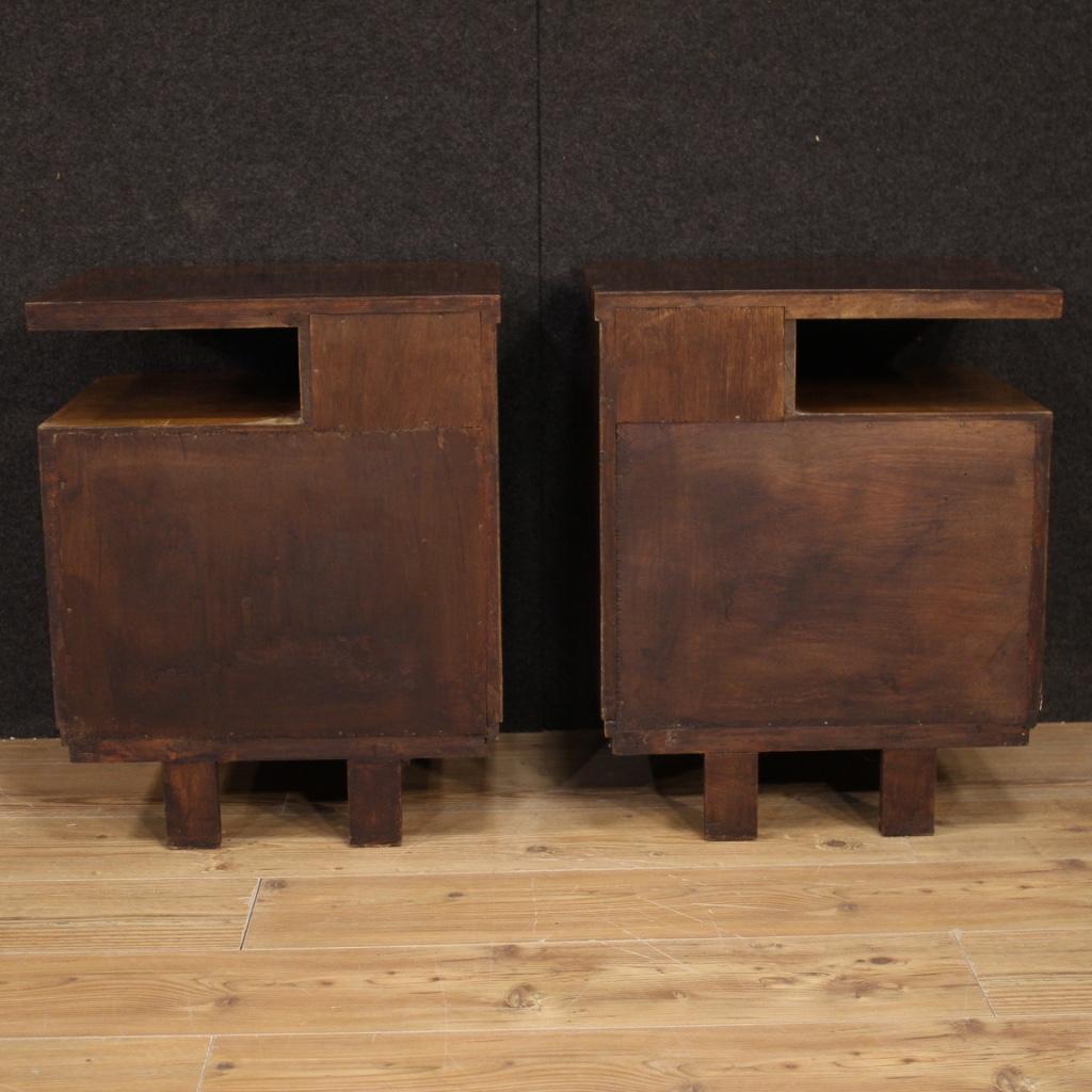 Pair of 20th Century Burl and Walnut Wood Italian Bedside Tables, 1950 5