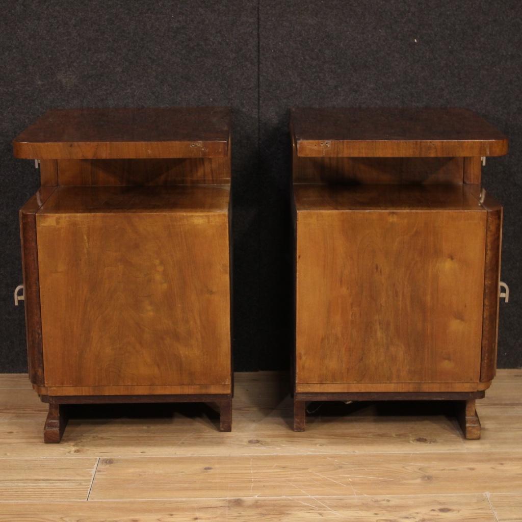 Pair of 20th Century Burl and Walnut Wood Italian Bedside Tables, 1950 6