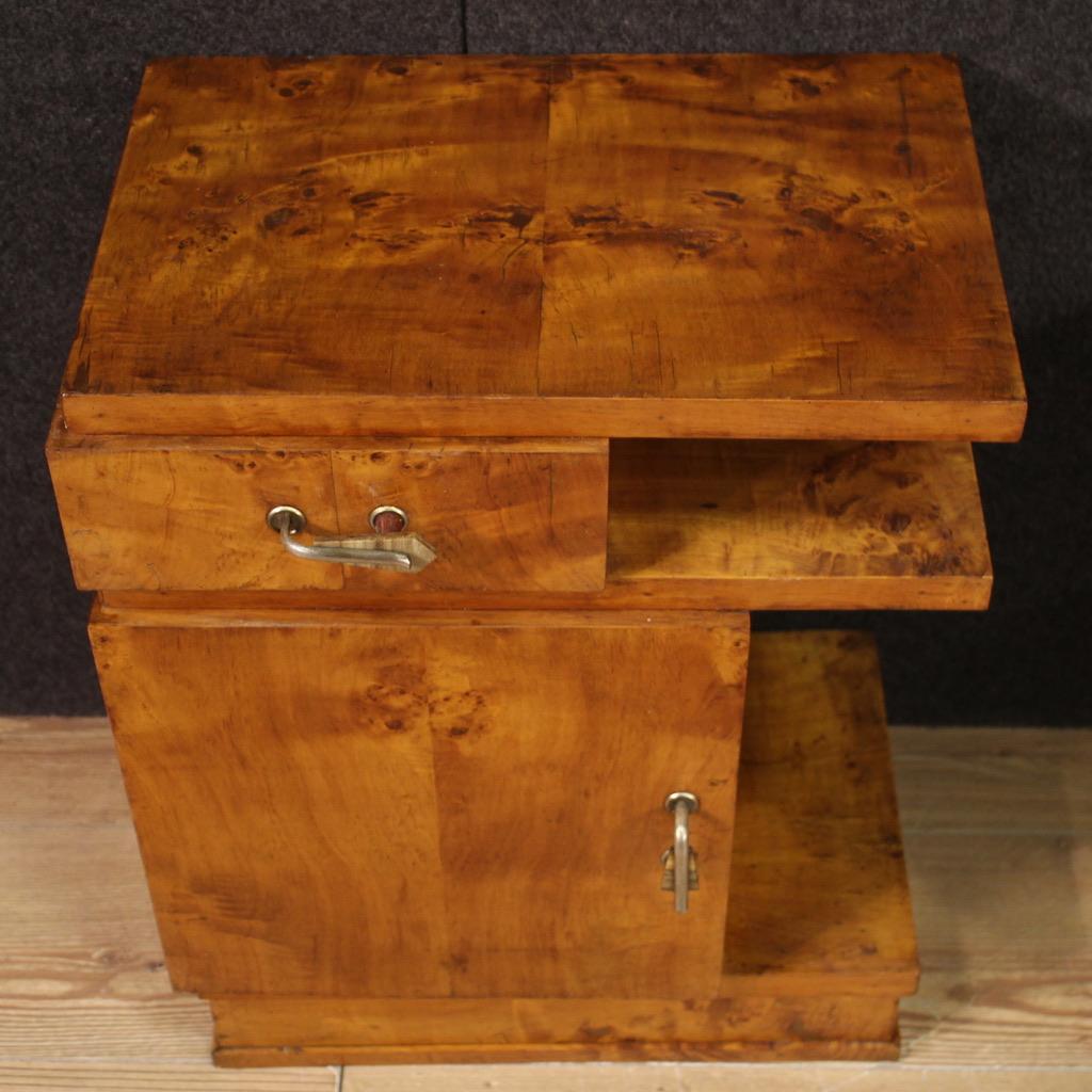 Pair of 20th Century Burl Walnut Wood Italian Art Deco Style Night Stands, 1950 6