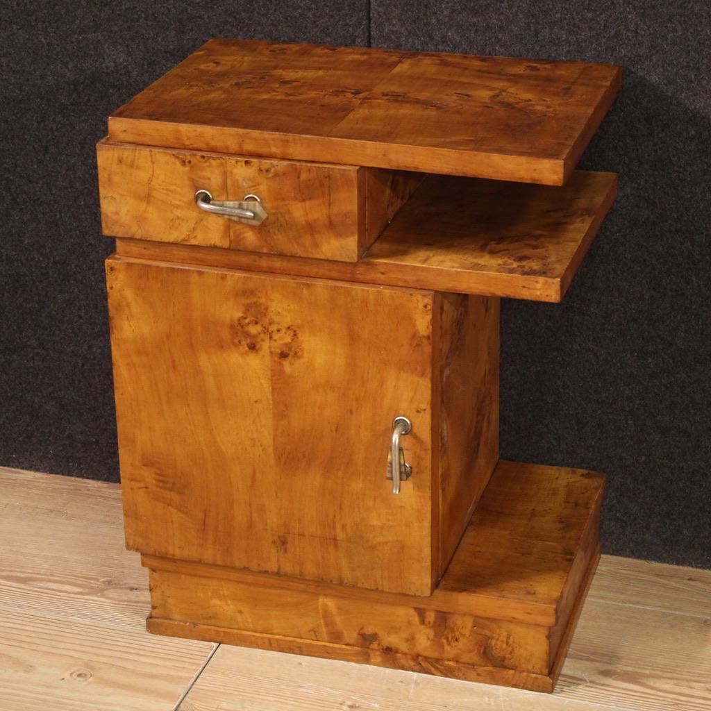 Pair of 20th Century Burl Walnut Wood Italian Art Deco Style Night Stands, 1950 4