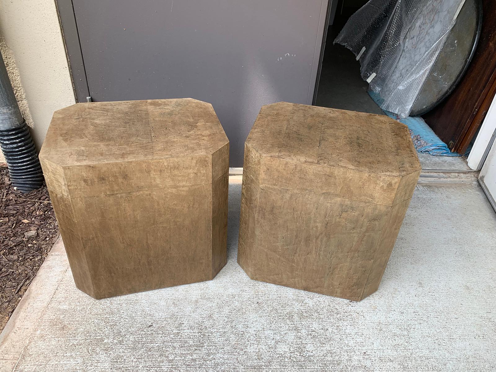 Pair of 20th Century Burled Maple Boxes as Side Tables by Worrells Interiors 10