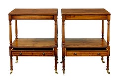 Pair of 20th century burr yew side tables