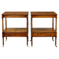 Pair of 20th century burr yew side tables