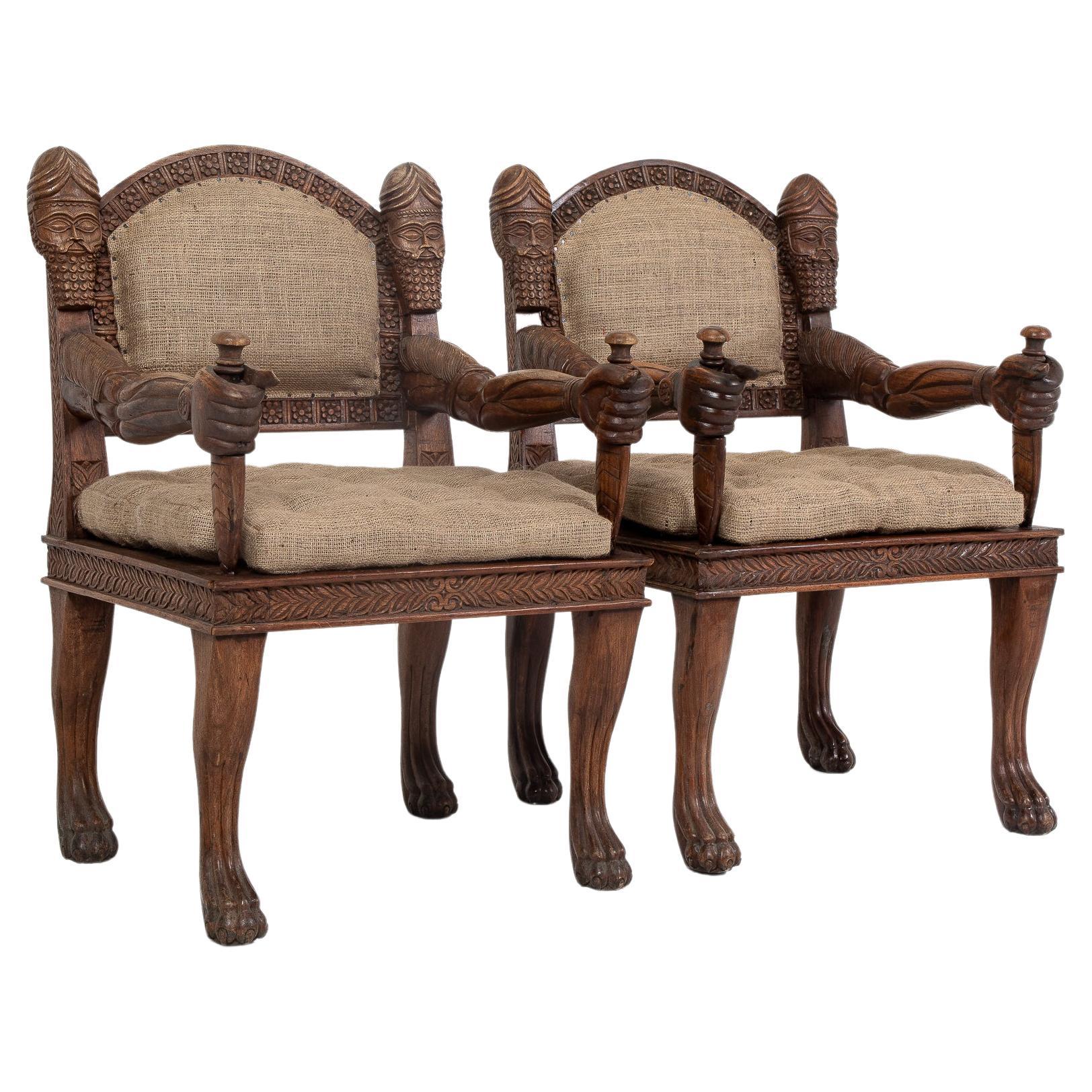 Pair of 20th Century Carved Armchairs