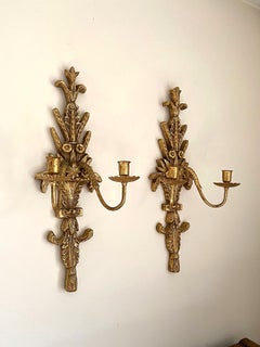 Pair of 20th Century Carved Gilt Candle Scounces