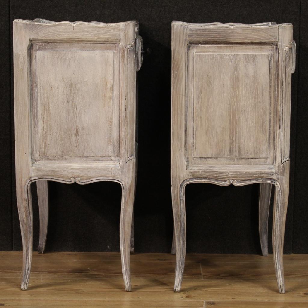 Pair of 20th Century Carved Painted Wood Shabby Chic French Nightstands, 1970 4