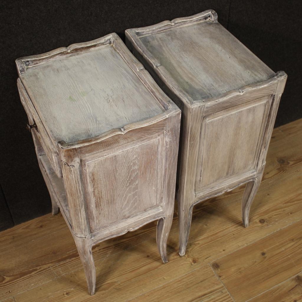 Pair of 20th Century Carved Painted Wood Shabby Chic French Nightstands, 1970 5