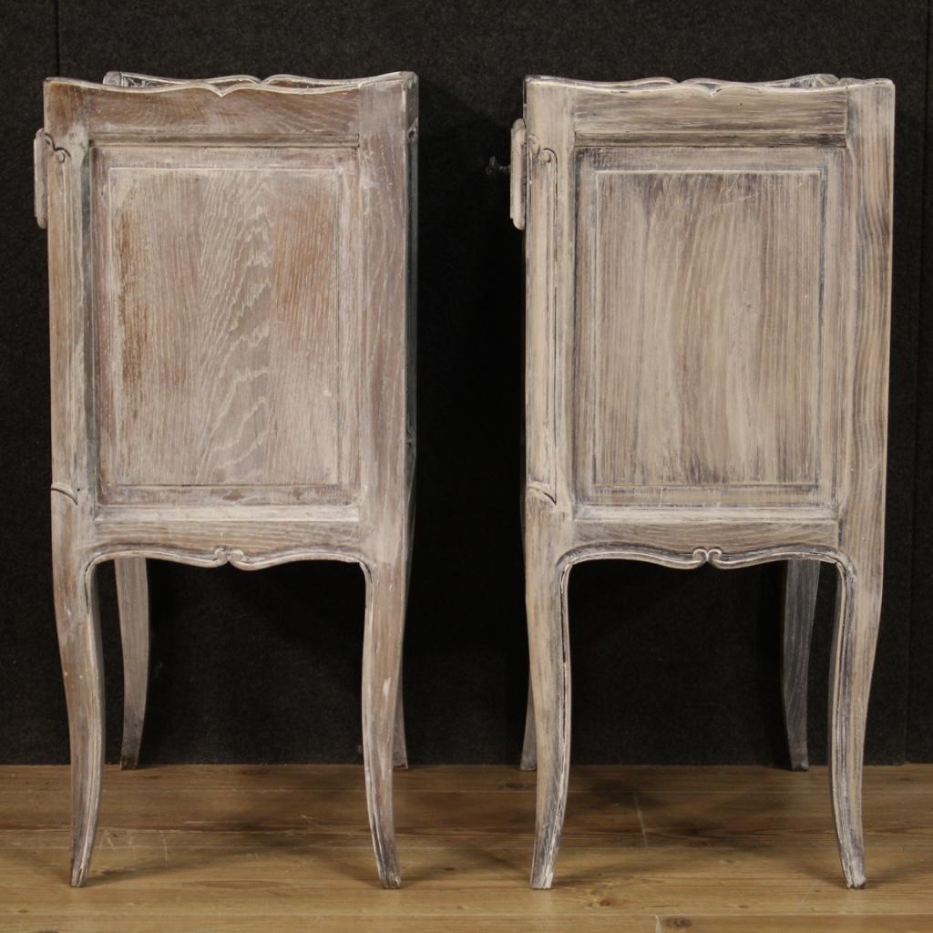 Pair of 20th Century Carved Painted Wood Shabby Chic French Nightstands, 1970 3