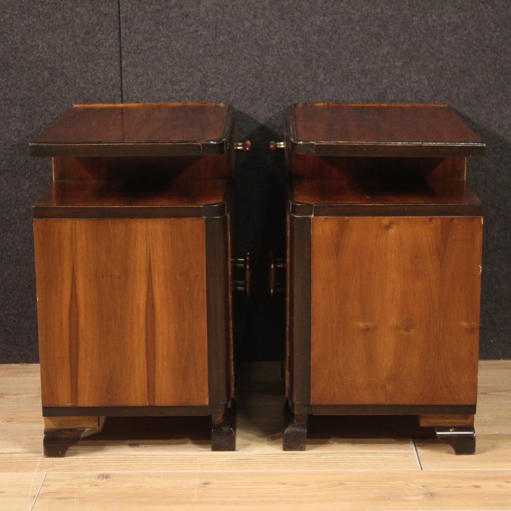 Pair of 20th Century Carved Wood Italian Art Deco Style Bedside Tables, 1950 in vendita 2