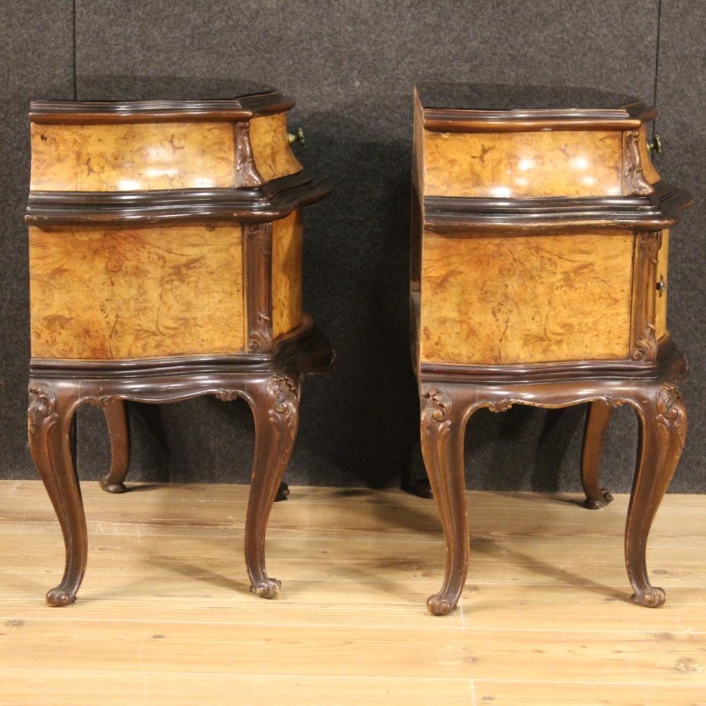 Pair of 20th Century Carved Wood Vintage Italian Bedside Tables, 1960 For Sale 5