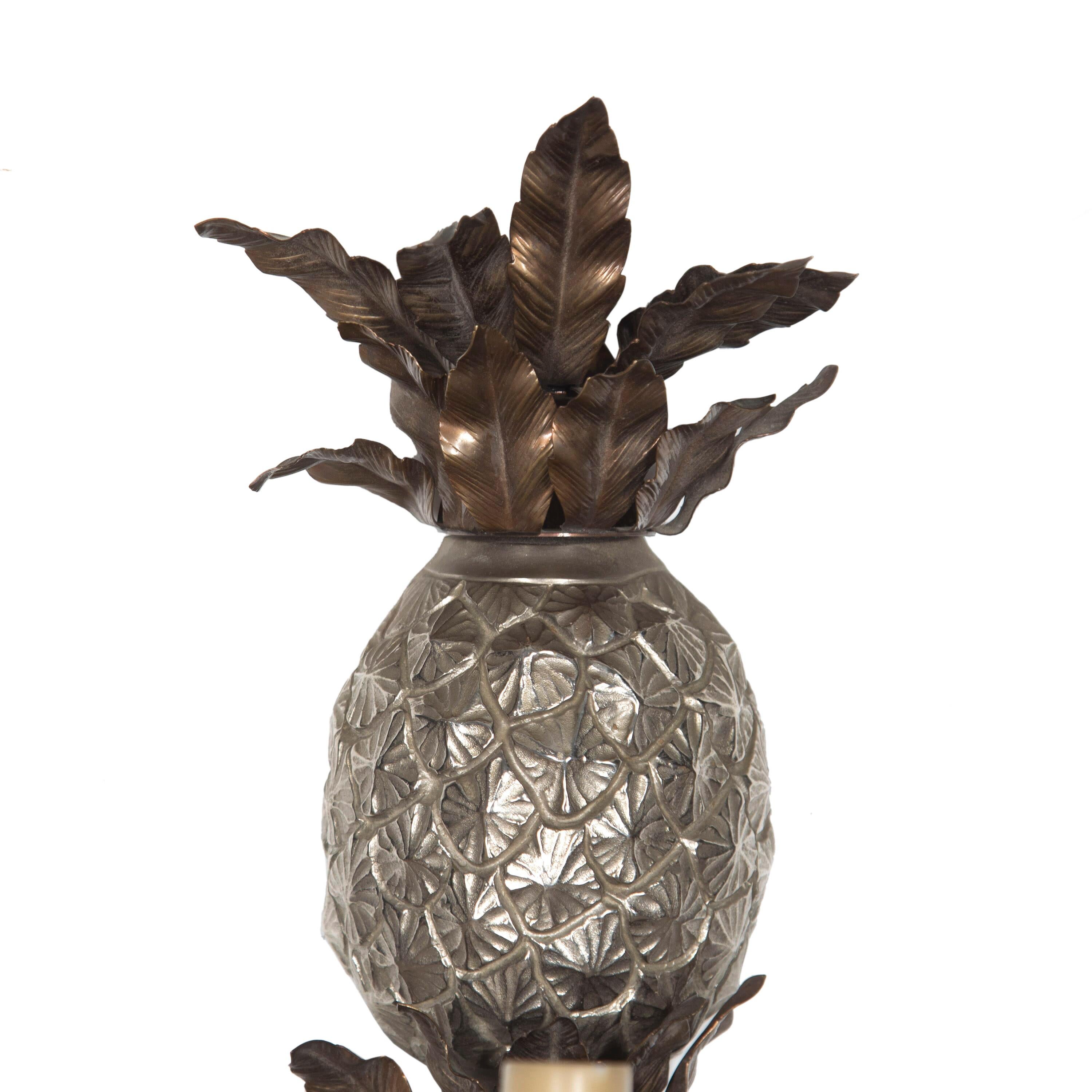 Metal Pair of 20th Century Cast Pineapple Wall Lights For Sale