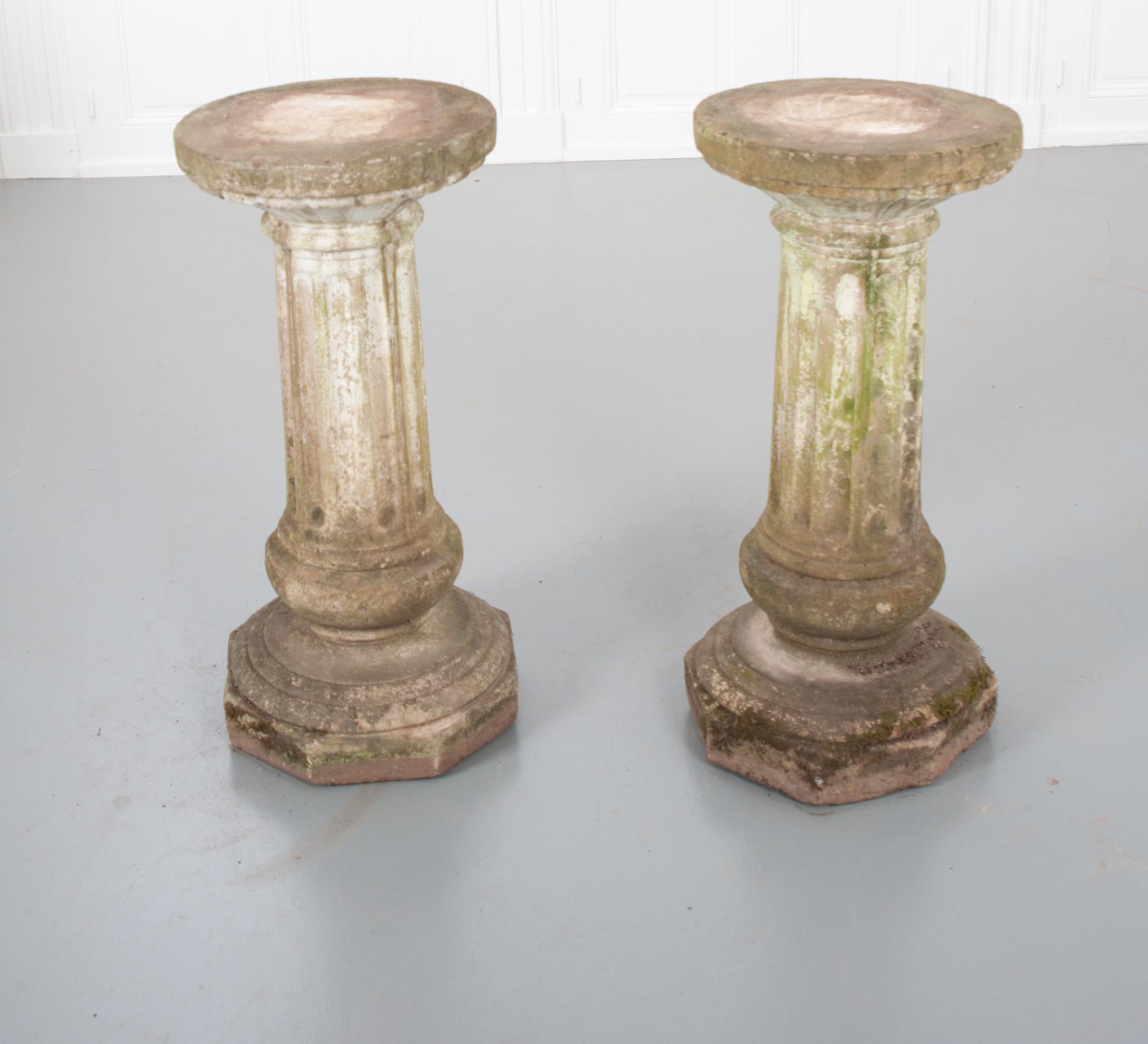 Other Pair of 20th Century Cast Stone Fluted Pedestals