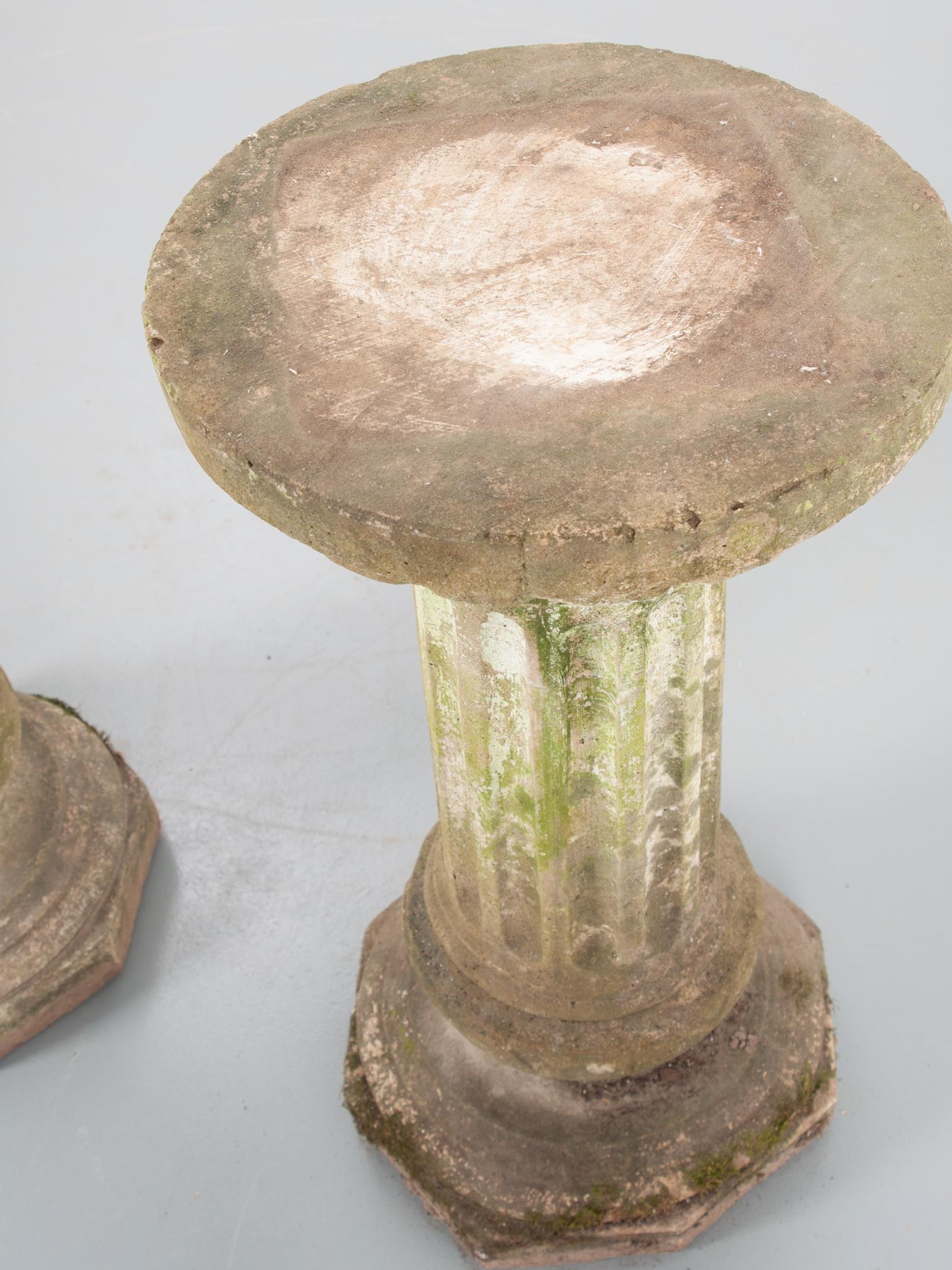 French Pair of 20th Century Cast Stone Fluted Pedestals