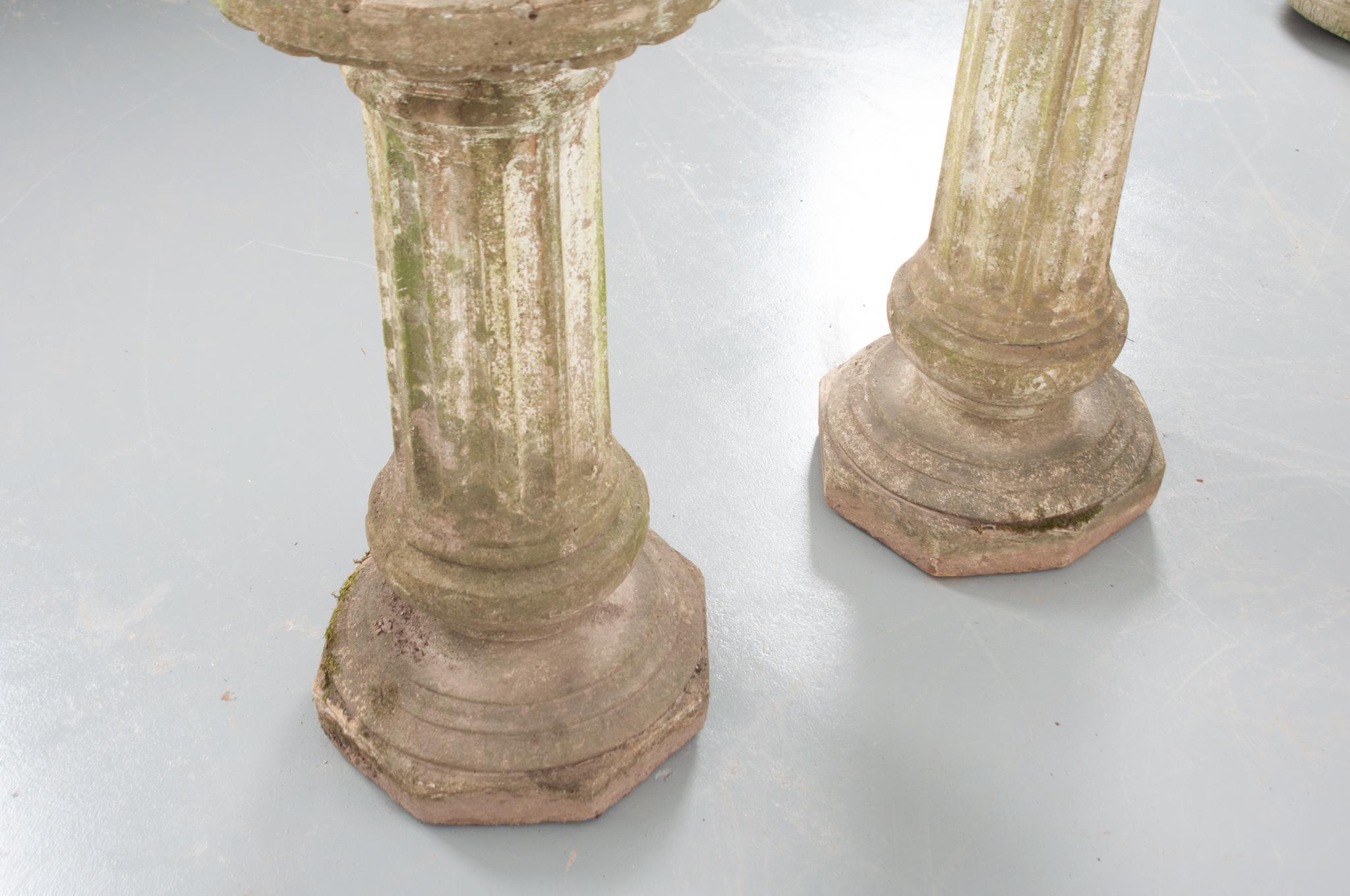 Pair of 20th Century Cast Stone Fluted Pedestals 2